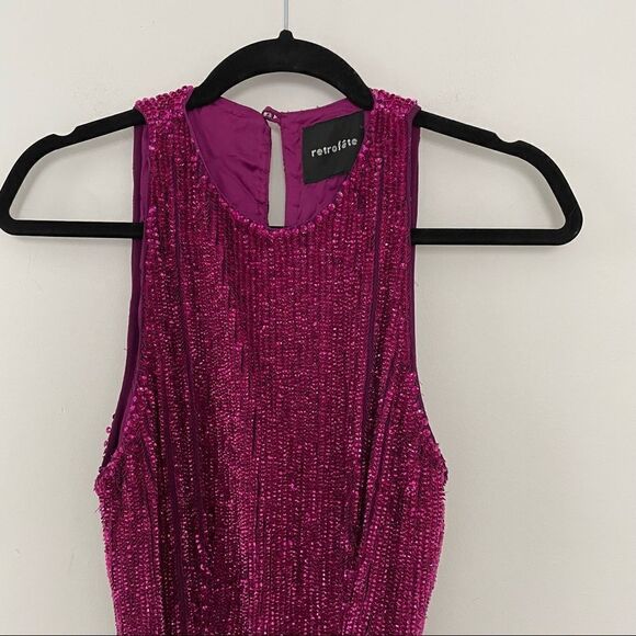 RETROFÊTE Tilly Sequin Tie-Sash Midi Dress - Picture 5 of 13